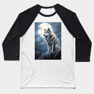 The Wolf  Worshipping The Full Moon Baseball T-Shirt